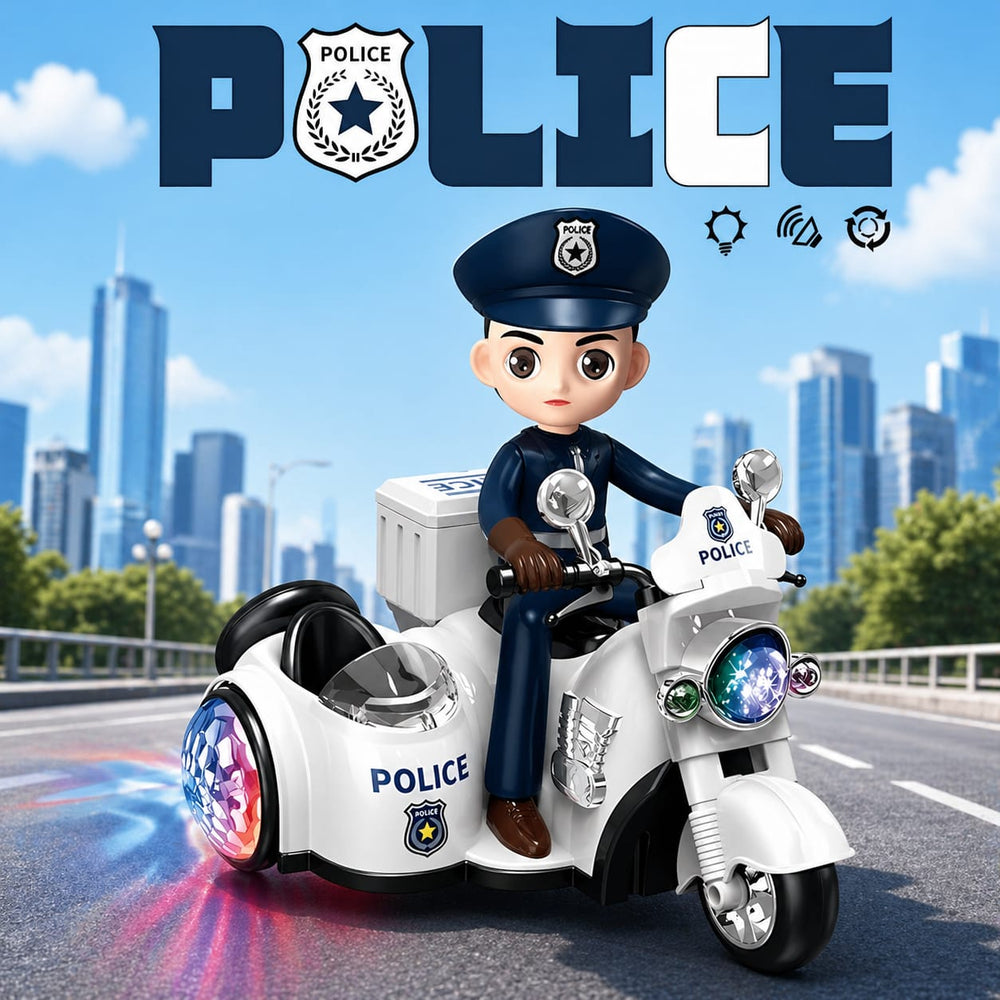 Musical Stunt Police Motorcycle Toy